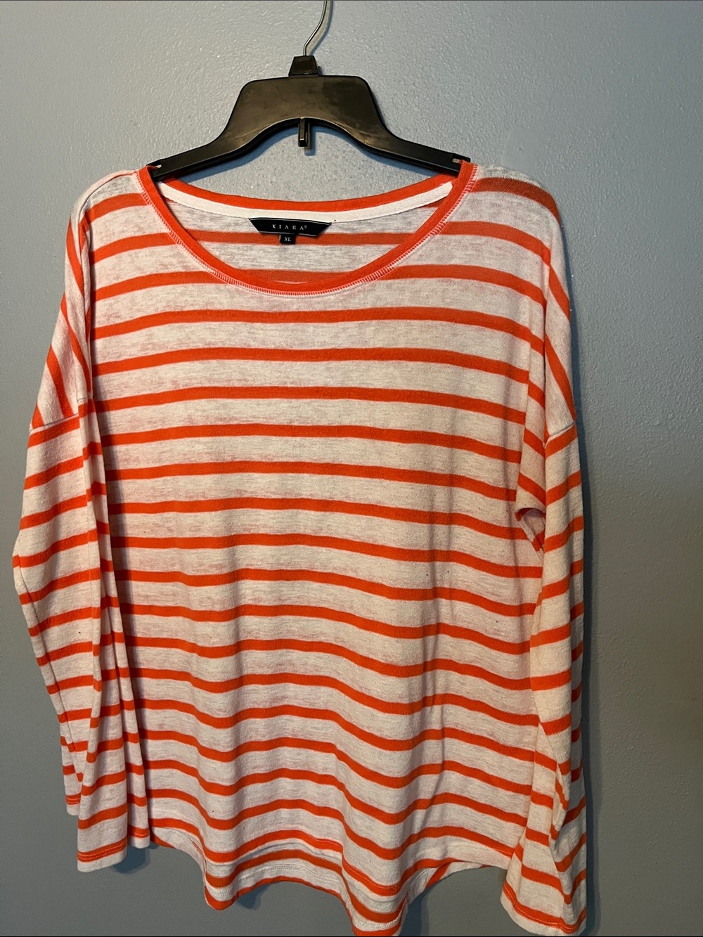 Kiara Orange and White Striped Long Sleeve Tee